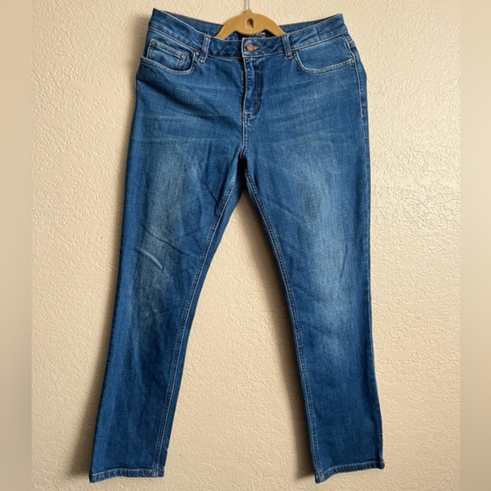 Boden The Cavendish Girlfriend Women's Blue Denim Jeans Size US 8R patched loop